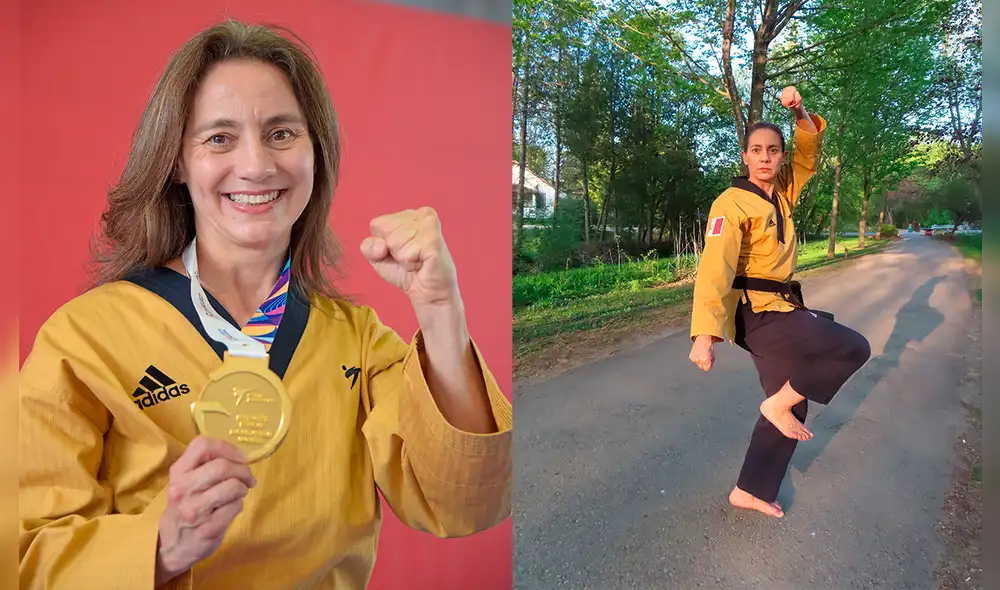 La ingeniera alimentaria y taekwondista corrió emocionada con la bandera en el World Taekwondo Poomsae Championships Goyang 2022. Foto: Amadeo y Arahel Boza La ingeniera alimentaria y taekwondista corrió emocionada con la bandera en el World Taekwondo Poomsae Championships Goyang 2022. Foto: Amadeo y Arahel Boza