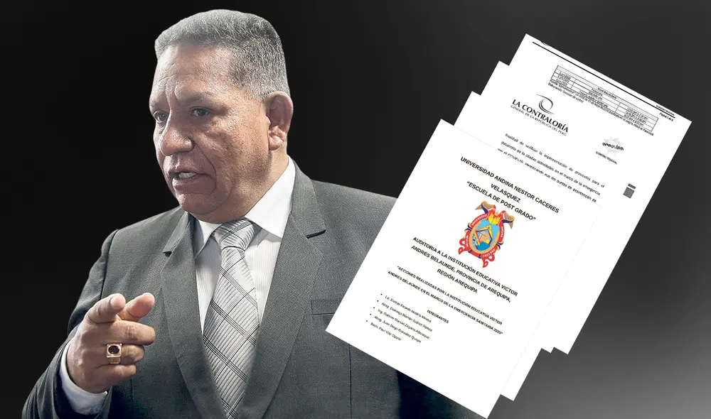 Evidencia. Medina y su grupo firmaron como suyo un informe de Contraloría y lo presentaron en clase. No citan la fuente. Solo cambiaron títulos y pies de página. Foto: composición/La República