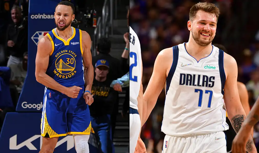 Stephen Curry es la estrella de Golden State Warriors y Luka Doncic, la de Dallas Mavericks. Foto: composición de AFP