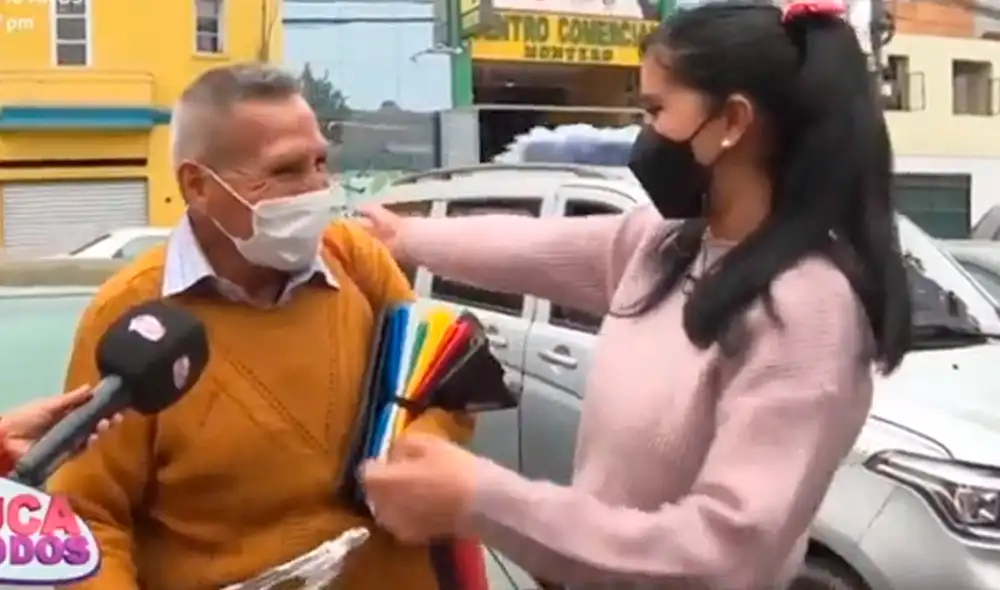 Melissa Paredes llevó alegría a más de una vendedor informal en las calles de Lima. Foto: captura de América TV