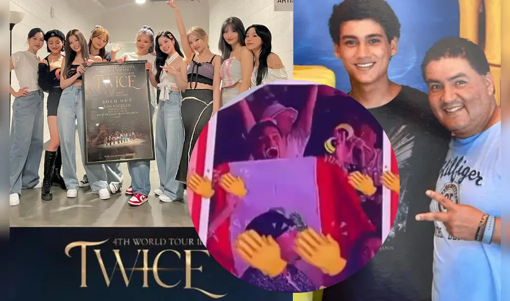 El hijo del reconocido actor Alfredo Benavides estuvo presente en el concierto de TWICE en Los Ángeles. Foto: composición/ captura de Twitter/Instagram/WAPA