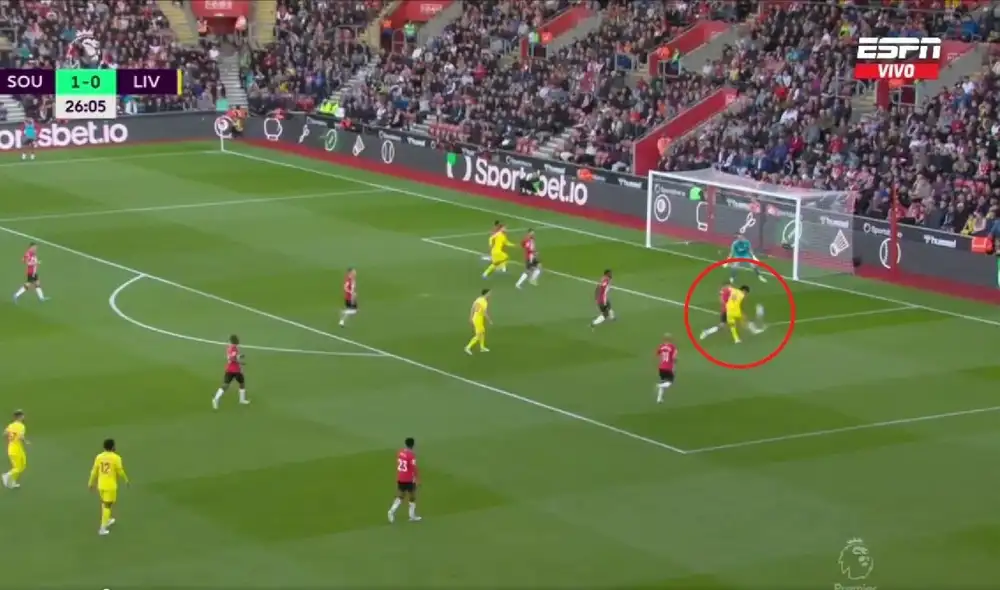 Gol de Minamino. Foto: captura ESPN.