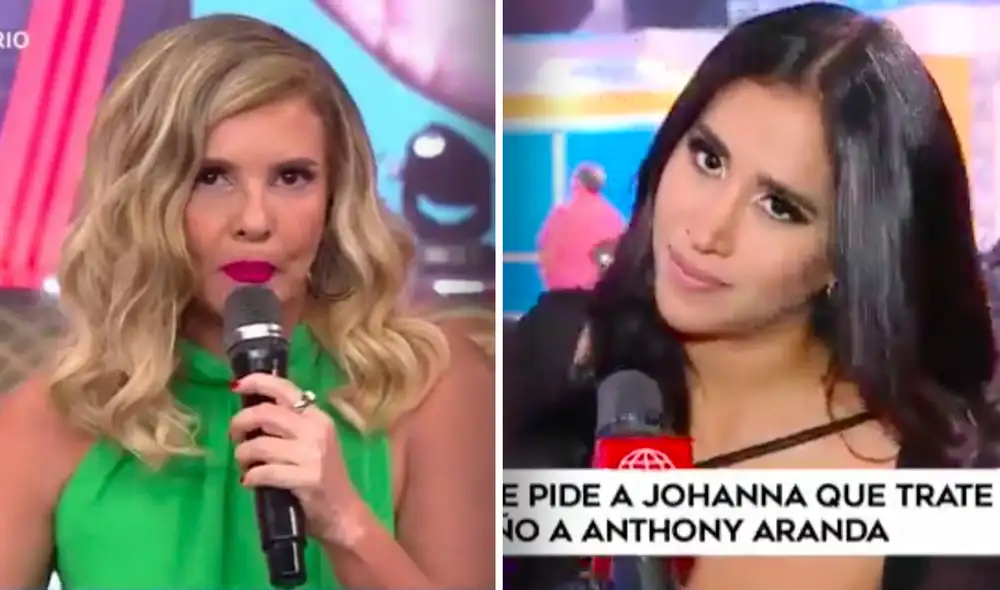 "Pobre, atacado el bebé”, dijo sobre las discusiones de Johanna San Miguel con Anthony Aranda en "EEG". Foto: composición/captura América TV "Pobre, atacado el bebé”, dijo sobre las discusiones de Johanna San Miguel con Anthony Aranda en "EEG". Foto: composición/captura América TV