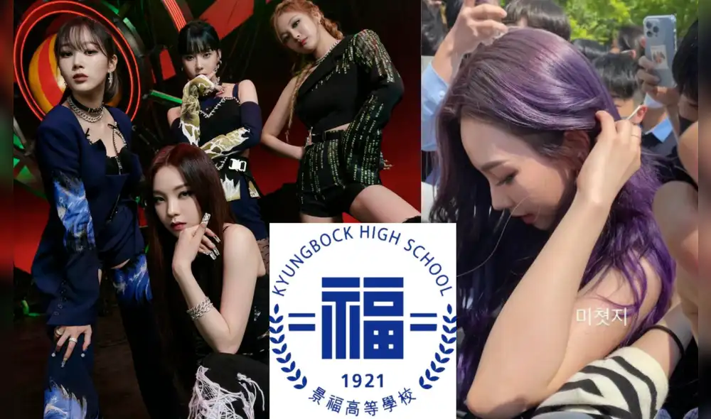 El grupo de aespa vivió incómodo momento en su presentación de la Escuela Kyungbock. Foto composición: Twitter/SM Entertainment.