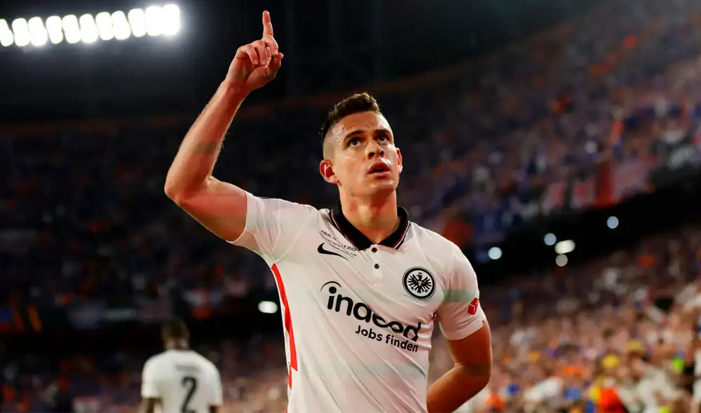 Rafael Santos Borré marcó su cuarto gol con Eintracht Frankfurt en la Europa League 2021/22. Foto: ESPN Rafael Santos Borré marcó su cuarto gol con Eintracht Frankfurt en la Europa League 2021/22. Foto: ESPN