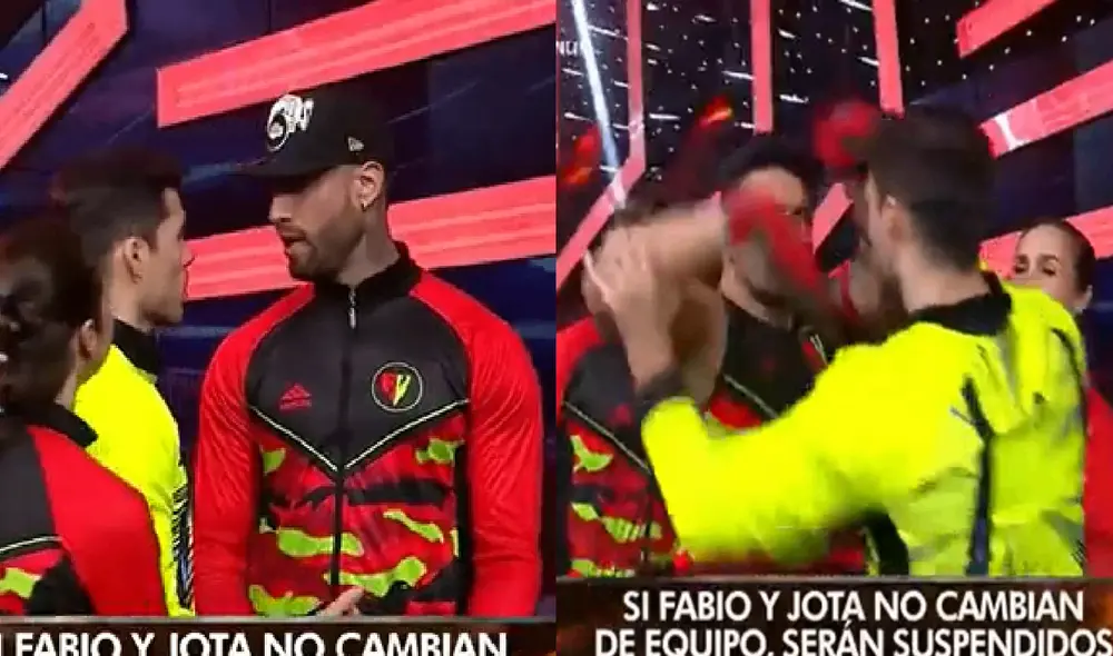 Patricio Parodi, Rafael Cardozo y Jota Benz estuvieron en medio de una gresca. Foto: Captura de Esto es guerra. Patricio Parodi, Rafael Cardozo y Jota Benz estuvieron en medio de una gresca. Foto: Captura de Esto es guerra.