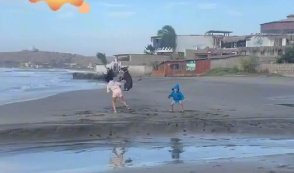La mascota sorprendió con su ataque mientras jugaba en la playa. Foto: captura de TikTok La mascota sorprendió con su ataque mientras jugaba en la playa. Foto: captura de TikTok