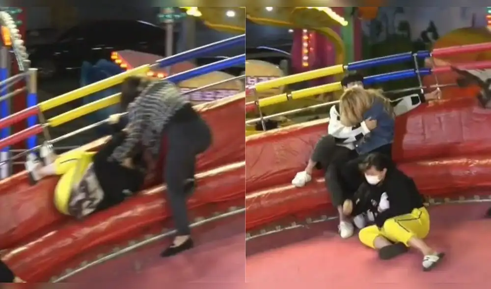 La mujer se quiso apoyar en una pareja que estaba cerca. Foto: composición/ @kdrama.addictsx/TikTok