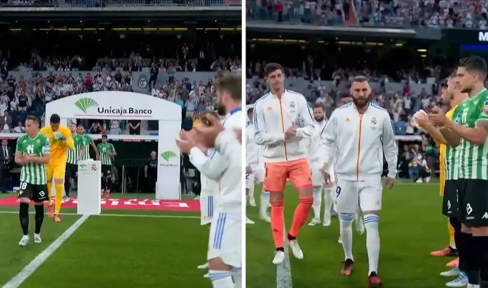 Doble pasillo en el Bernabéu. Foto: Captura ESPN. Doble pasillo en el Bernabéu. Foto: Captura ESPN.