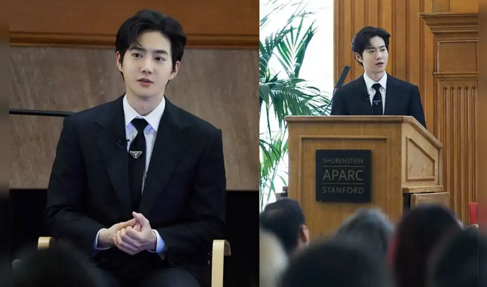 Suho habló sobre la onda hallyu en su discurso en Stanford. Foto composición: Instagram.