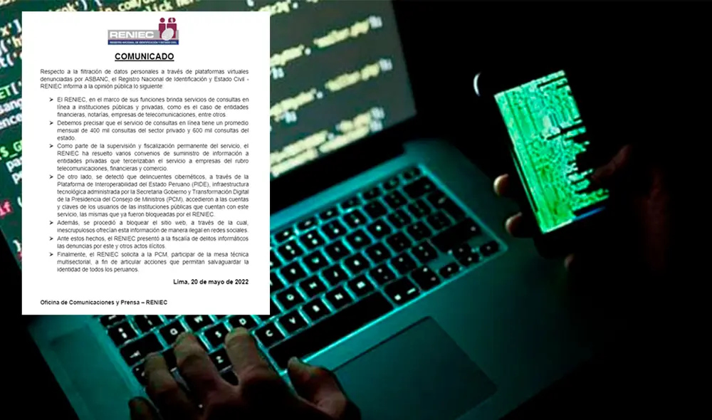 Reniec presentó la denuncia ante la Fiscalía de Delitos Informáticos. Foto: composición LR