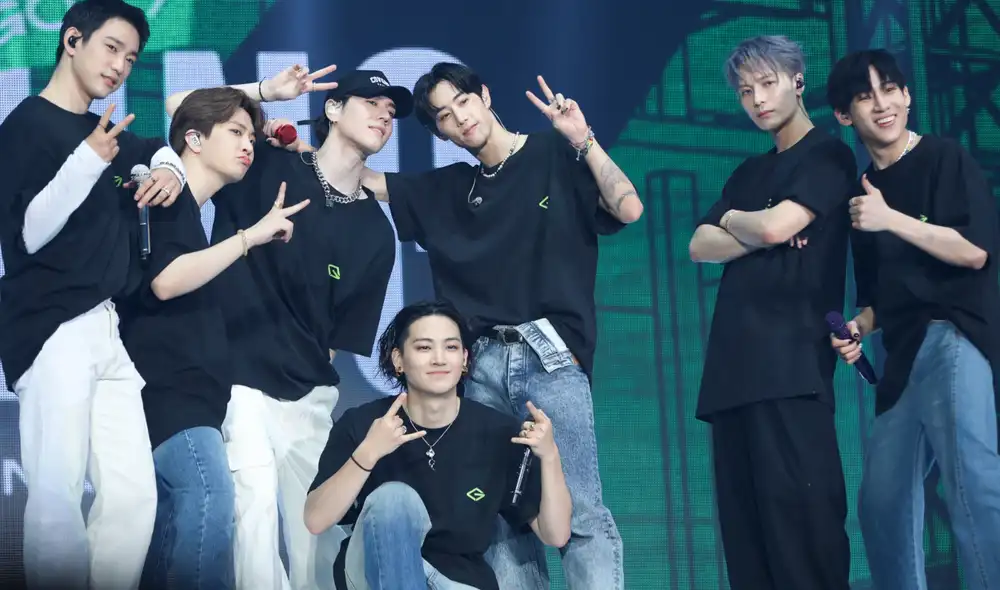 Jinyoung, Youngjae, Yugyeom, Jay B, Mark, Jackson y BamBam de GOT7 en el día 1 del concierto "Homecoming". Foto: Twitter / @TODAK_JB