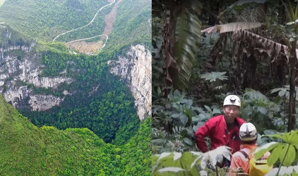 Este gigantesco bosque fue descubierto en un cráter de Guangxi Zhuang, una zona de China que se caracteriza por tener estas formaciones geológicas. Foto: Xinhua