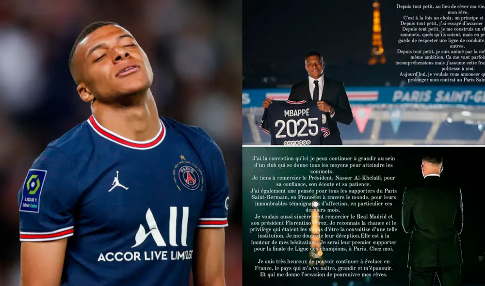 Kylian Mbappé rechazó al Real Madrid para seguir en el Paris Saint Germain. Foto: composición GLR/EFE Kylian Mbappé rechazó al Real Madrid para seguir en el Paris Saint Germain. Foto: composición GLR/EFE