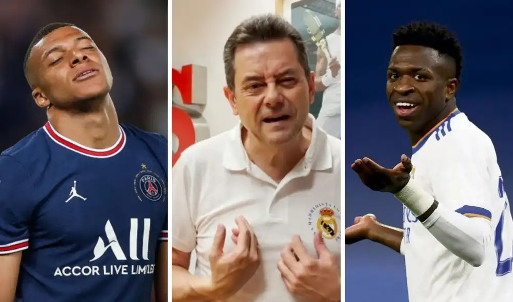 Roncero se refirió a Mbappé incluyendo a Vinicius. Foto: Composición LR/PSG/El Chiringuito/Real Madrid.