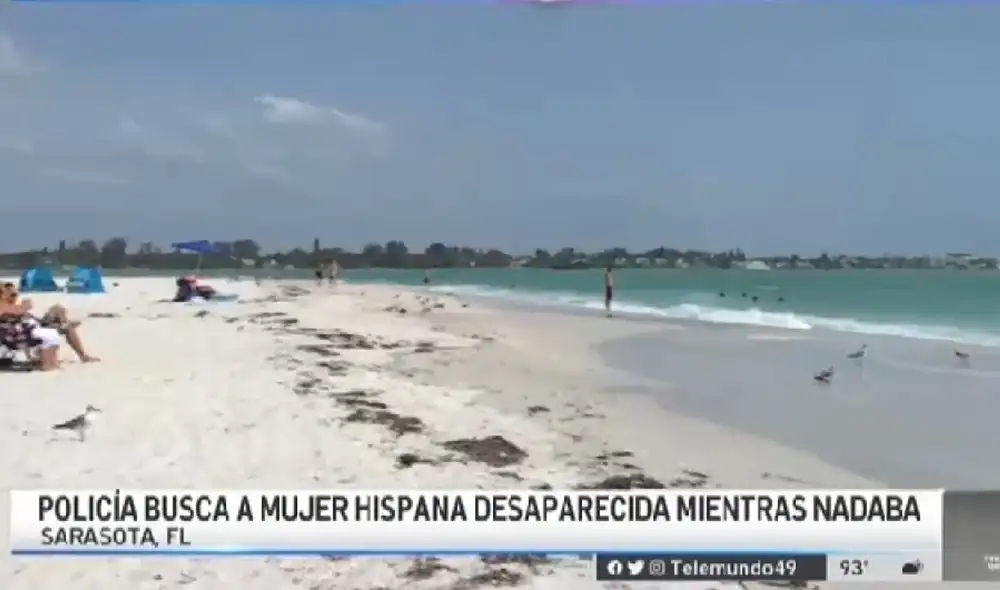 La mujer ingresó a las aguas de South Lido Beach. Foto: captura/Telemundo47