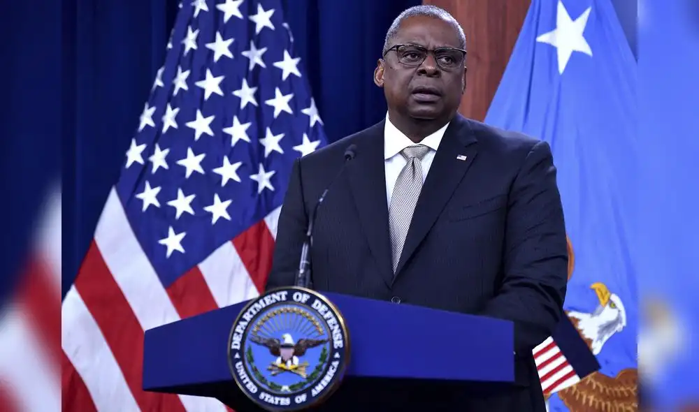 El secretario de Defensa de EE. UU., Lloyd Austin, habla durante una conferencia de prensa en el Pentágono en Washington este lunes 23 de mayo. Foto: AFP El secretario de Defensa de EE. UU., Lloyd Austin, habla durante una conferencia de prensa en el Pentágono en Washington este lunes 23 de mayo. Foto: AFP