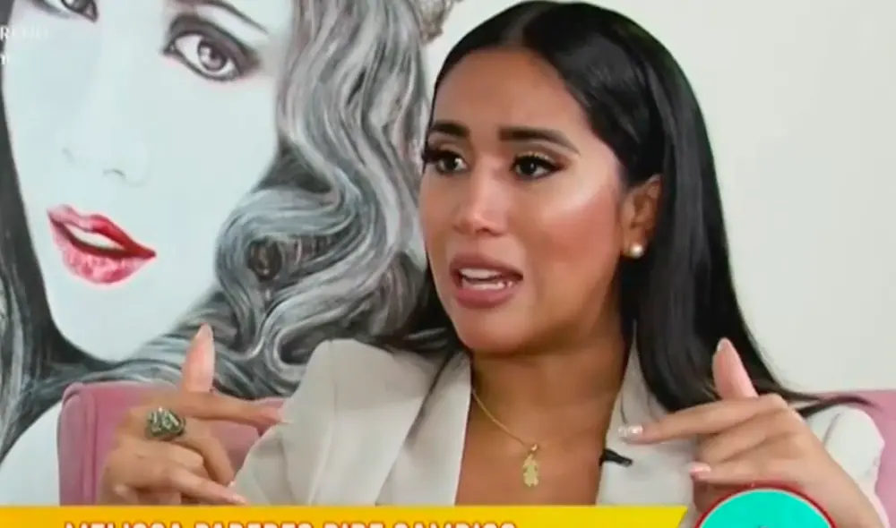 Melissa Paredes se quebró durante la entrevista que dio a Ethel Pozo. Foto: captura América TV Melissa Paredes se quebró durante la entrevista que dio a Ethel Pozo. Foto: captura América TV