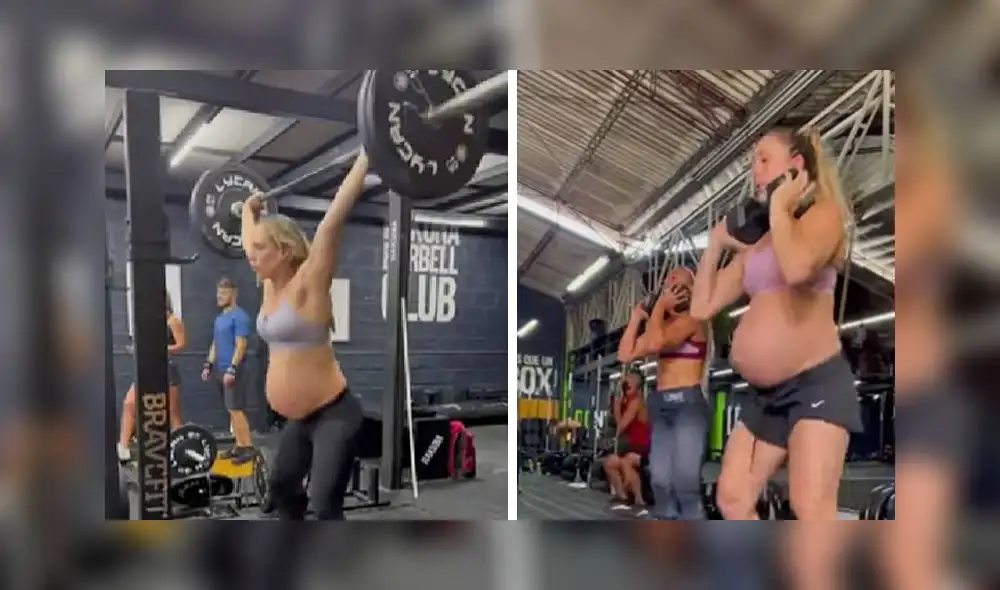 Ceballos siguió con su entrenamiento de CrossFit hasta la semana 37 de su embarazo. Foto: captura de YouTube Ceballos siguió con su entrenamiento de CrossFit hasta la semana 37 de su embarazo. Foto: captura de YouTube