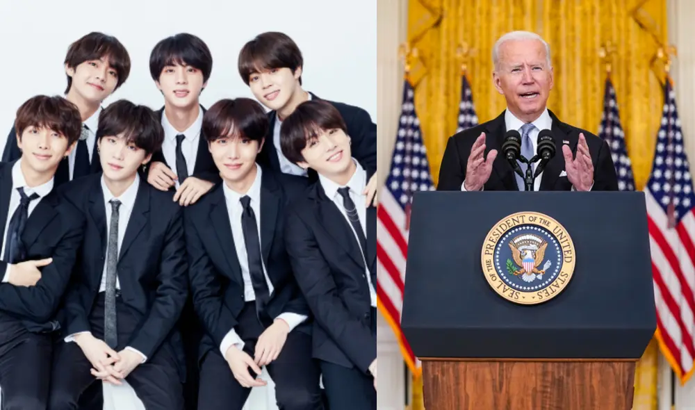 Representarán a los asiáticos en importante reunión con el presidente de Estados Unidos. Conoce cuándo es la cita de BTS con Joe Biden en la Casa Blanca. Foto: composición Hybe/White House