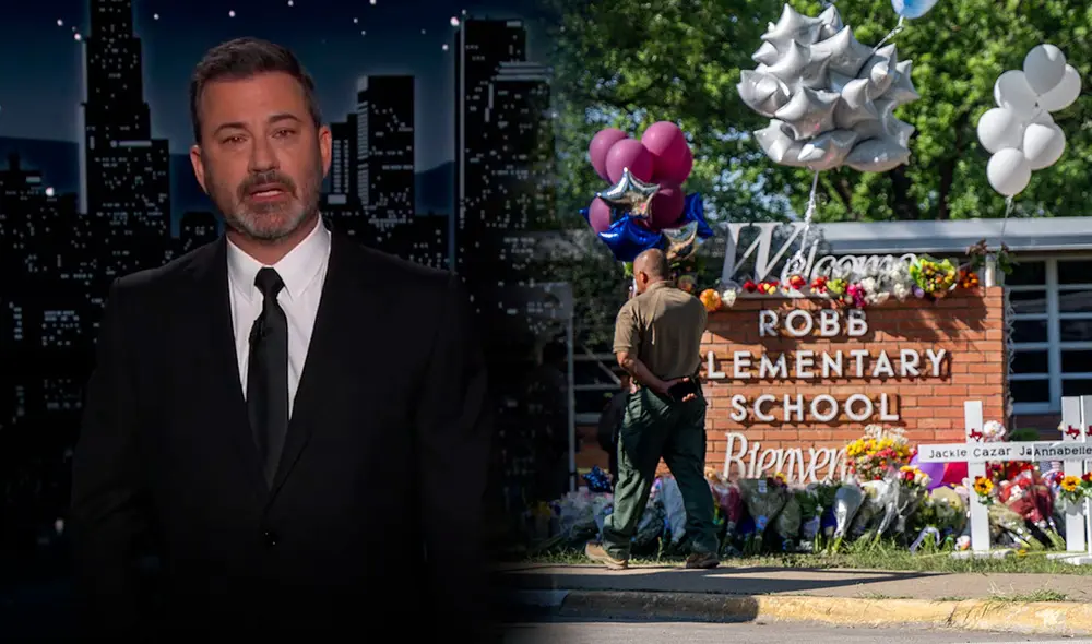 El monólogo de Jimmy Kimmel sobre el tiroteo a una escuela primaria de Texas se interrumpió en el canal afiliado de ABC de Dallas/Fort Worth. Foto: composición/captura de Instagram/AFP