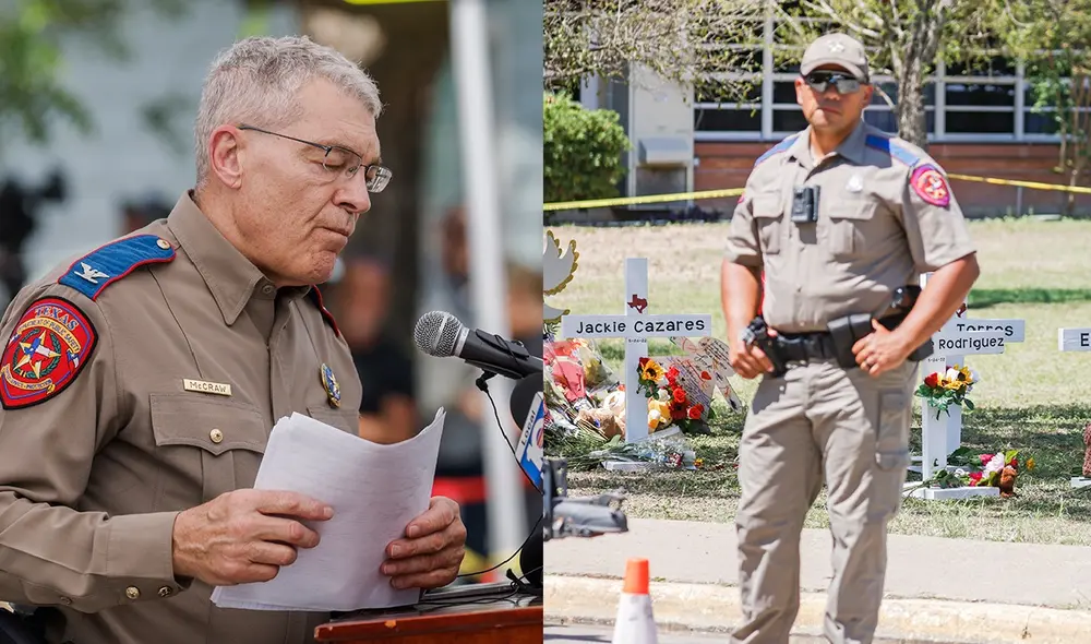 La Policía de Texas (EE.UU.) admitió este viernes que fue un error no entrar antes y por la fuerza al aula en que se encontraba el atacante de la escuela. Foto: composición/EFE La Policía de Texas (EE.UU.) admitió este viernes que fue un error no entrar antes y por la fuerza al aula en que se encontraba el atacante de la escuela. Foto: composición/EFE