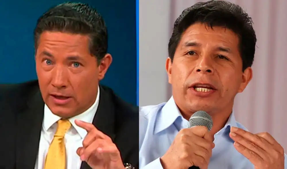 El periodista Fernando del Rincón entrevistó a Pedro Castillo en Palacio de Gobierno en enero de este año. Foto: composición/La República