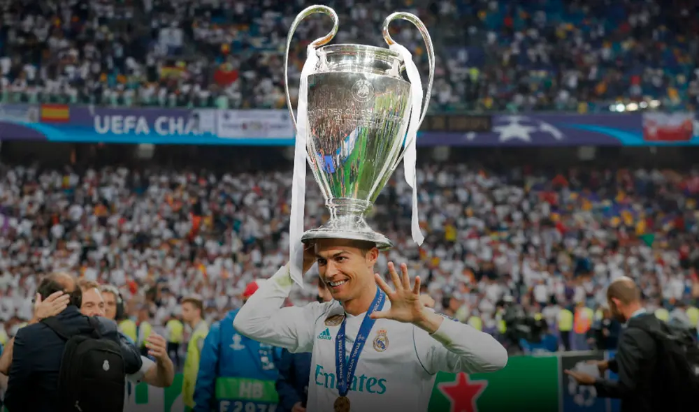 Cristiano Ronaldo ha ganado 5 ediciones de Champions League: 4 con Real Madrid y 1 con Manchester United. Foto: EFE Cristiano Ronaldo ha ganado 5 ediciones de Champions League: 4 con Real Madrid y 1 con Manchester United. Foto: EFE