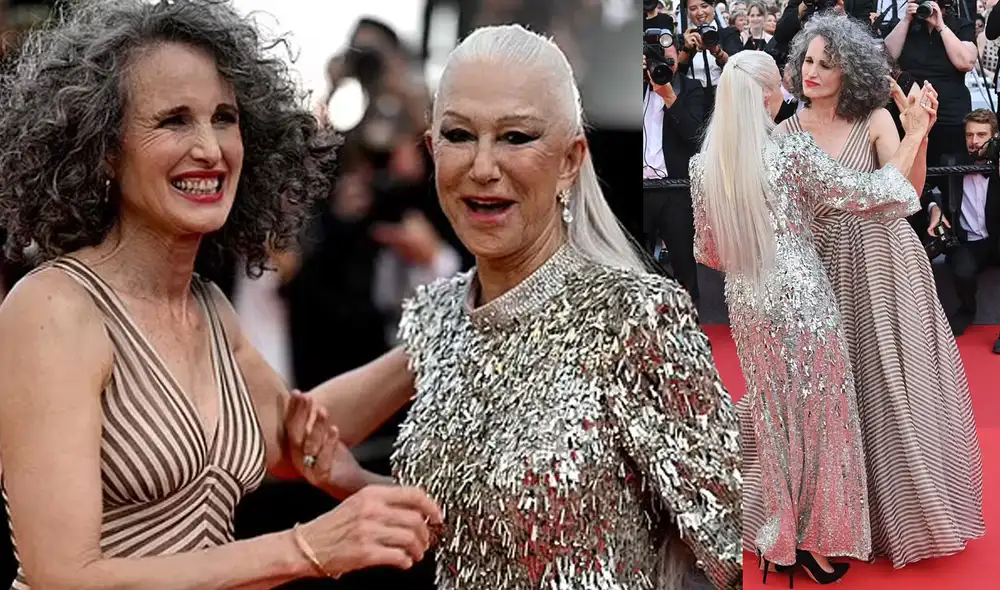 Helen Mirren y Andie MacDowell durante la alfombra roja de la película “Mother and son". Foto: DailyMail