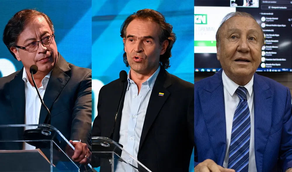 Gustavo Petro, 'Fico' Gutierrez y Rodolfo Hernández son los candidatos con más chances de pasar a segunda vuelta, según las encuestas. Foto: composición / AFP
