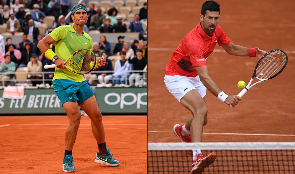 Rafael Nadal y Novak Djokovic en 58 ocasiones y el serbio domina esta rivalidad con 30 victorias contra 28 del español. Foto: composición de AFP