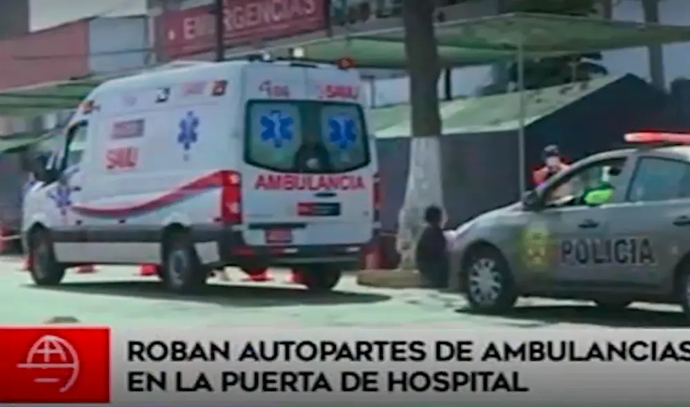 Las unidades permanecían estacionadas al frente del hospital, en la avenida República de Panamá, en Miraflores. Foto: captura de América TV