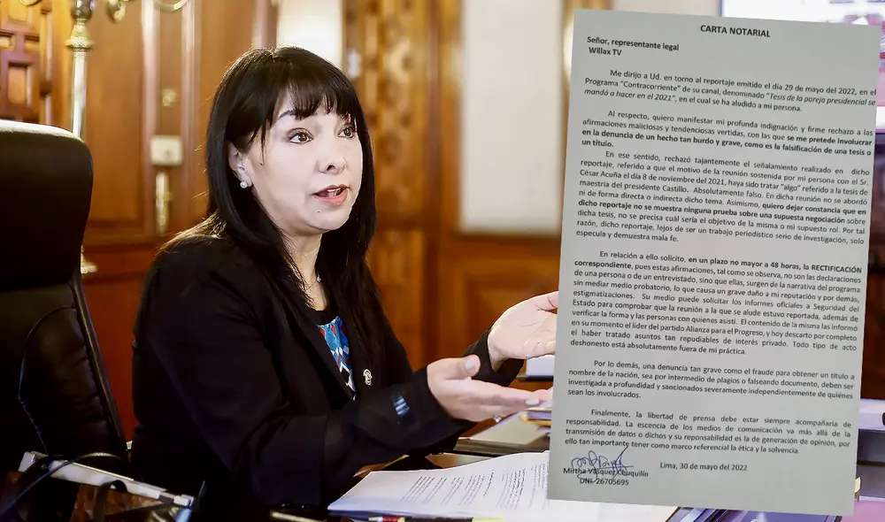 Vásquez compartió el documento enviado al medio periodístico. Foto: composición LR Vásquez compartió el documento enviado al medio periodístico. Foto: composición LR