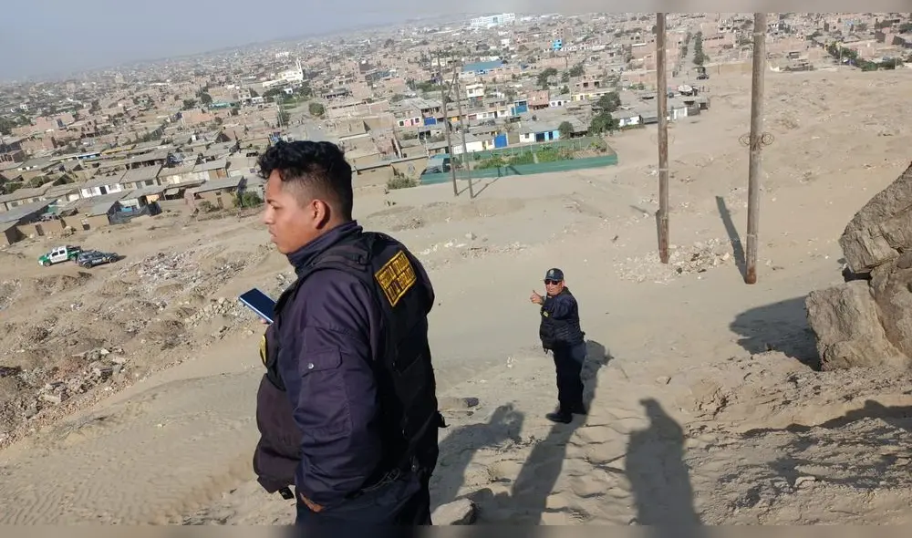 Cuerpo fue hallado en las faldas del cerro Las Cabras. Foto: Seguridad Ciudadana La Esperanza
