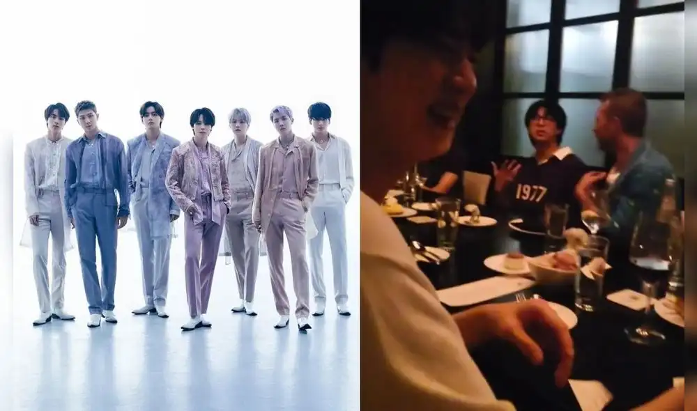 Los integrantes de BTS estuvieron con el cantante de Coldplay y H.E.R. Foto: composición/BIGHIT Music/Twitter