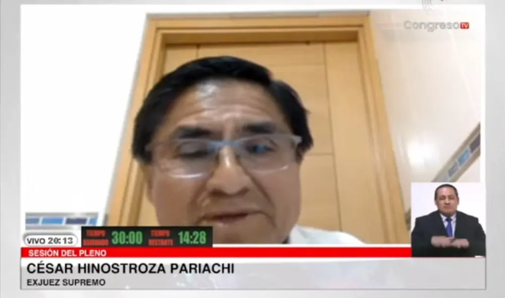 "Por la protección de derechos humanos que estoy pidiendo internacionalmente me convendría que me sigan acusando", dijo César Hinostroza. Foto: captura Congreso TV