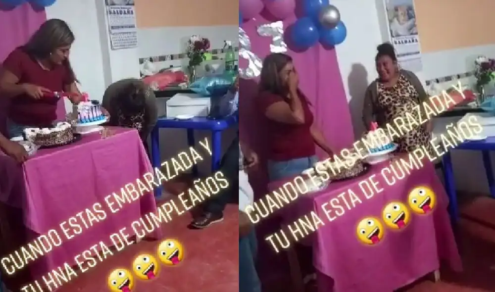 La cumpleañera se llevó un gran susto cuando creyó que su hermana estaba teniendo una ruptura de fuente. Foto: captura de TikTok La cumpleañera se llevó un gran susto cuando creyó que su hermana estaba teniendo una ruptura de fuente. Foto: captura de TikTok