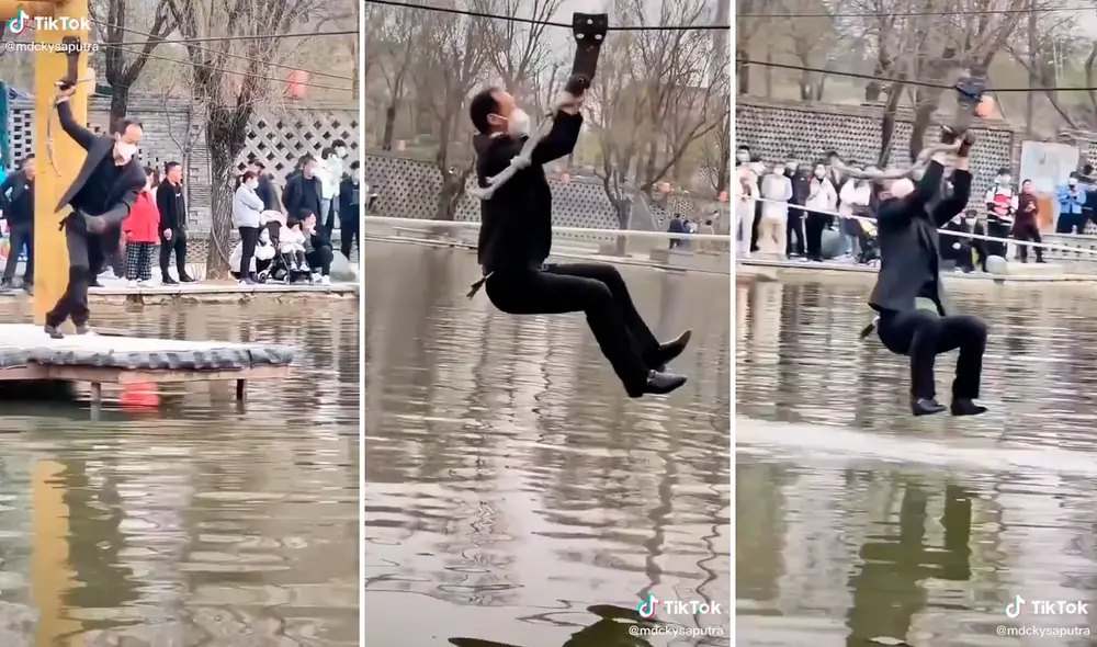 El hombre pensaba que era un ejercicio fácil, sin imaginar que sus planes no saldrían como lo esperaba. Foto: captura de TikTok El hombre pensaba que era un ejercicio fácil, sin imaginar que sus planes no saldrían como lo esperaba. Foto: captura de TikTok