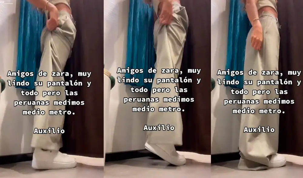 La joven enseñó a los cibernautas cómo se veía con los pantalones que había comprado. Foto: captura de TikTok La joven enseñó a los cibernautas cómo se veía con los pantalones que había comprado. Foto: captura de TikTok