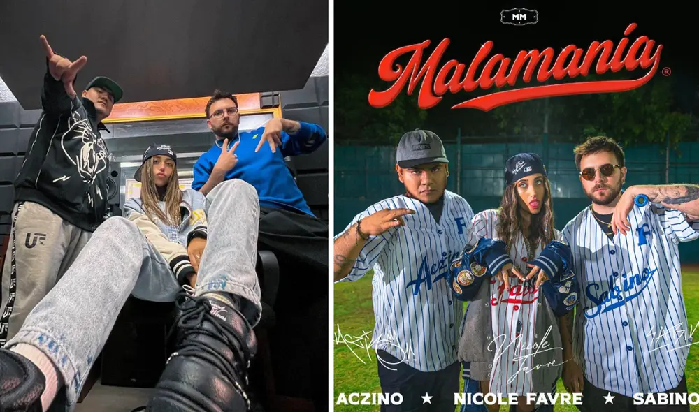 Nicol Favre saca nuevo tema "Mala manía" con Aczino y Sabino. Foto: composición LR/ captura de Instagram