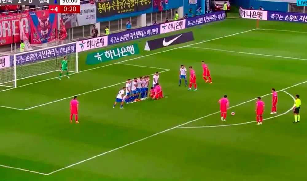 Son Heung-Min del Tottenham marcó el 2-0 de Corea del Sur contra Chile. Foto: captura