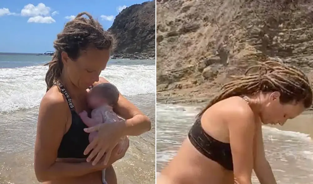 La mujer de nacionalidad alemana viajó hasta Nicaragua para dar a luz en la orilla del mar. Foto: captura de pantalla / Instagram: Josy Peukert