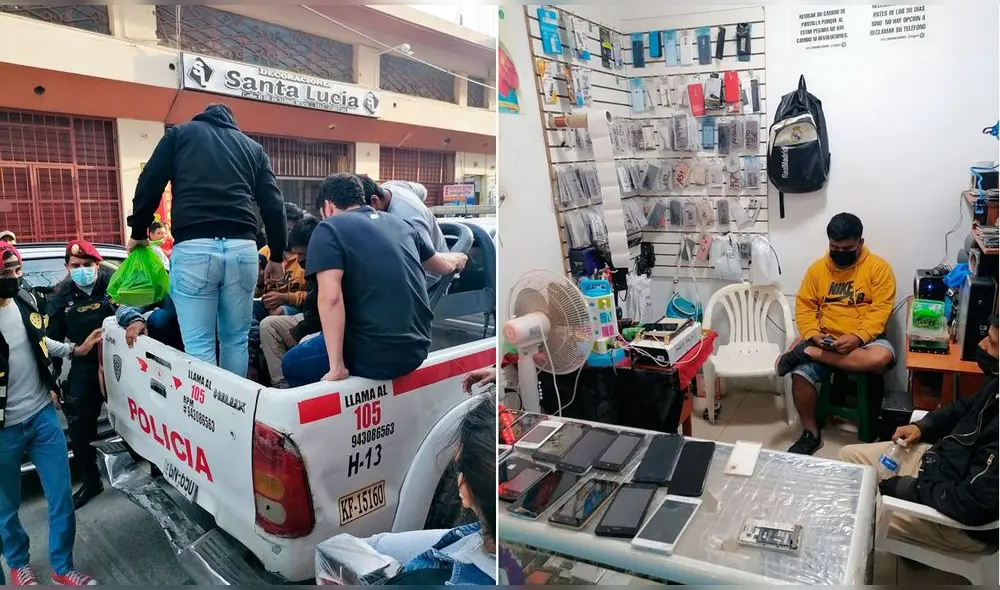 Hombres fueron intervenidos en centro comercial de inmediaciones del mercado Modelo. Foto: PNP Hombres fueron intervenidos en centro comercial de inmediaciones del mercado Modelo. Foto: PNP