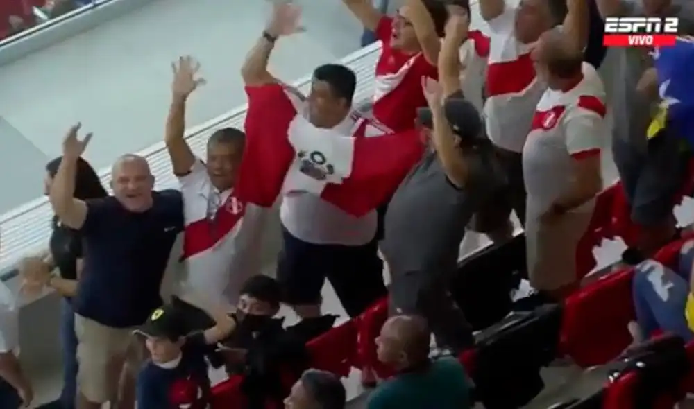Selección peruana: hinchas nacionales están en el partido Australia vs. Emiratos Árabes Unidos. Foto: captura ESPN Selección peruana: hinchas nacionales están en el partido Australia vs. Emiratos Árabes Unidos. Foto: captura ESPN