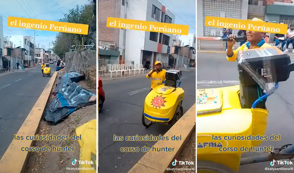 El hombre acaparó las miradas por su singular estilo para vender helados. Foto: captura de TikTok