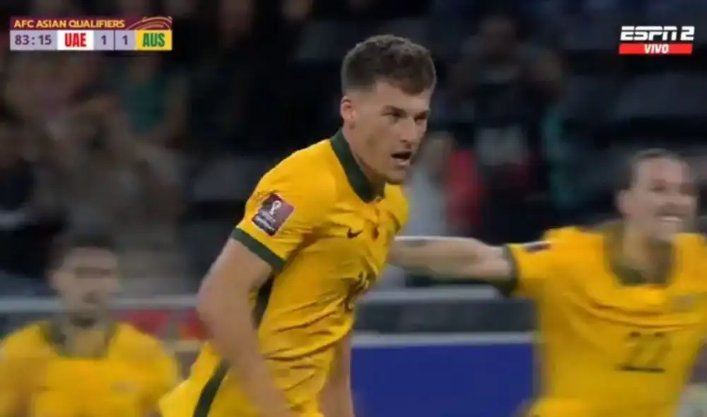 Hrustic anotó el segundo de Australia en Qatar. Foto: captura ESPN.