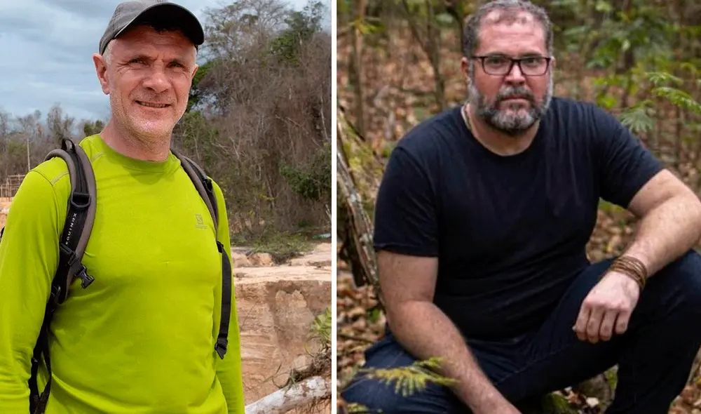 El periodista Dom Phillips (izquierda) y el indigenista Bruno Pereira (derecha). Foto: AFP El periodista Dom Phillips (izquierda) y el indigenista Bruno Pereira (derecha). Foto: AFP