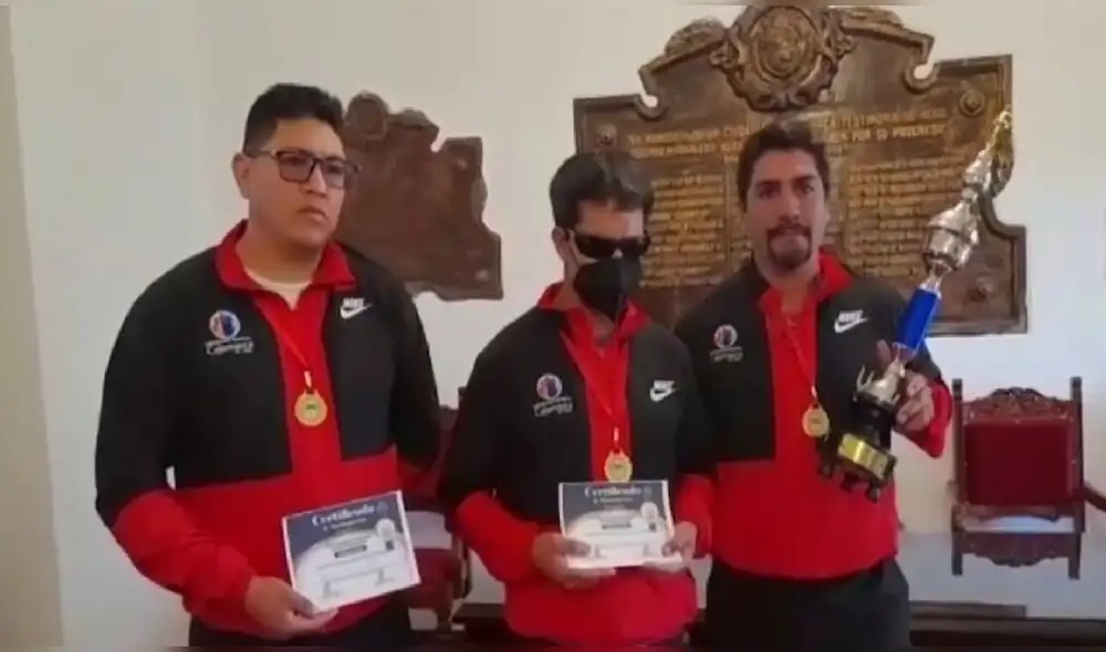 Delegación cajamarquina de personas con discapacidad visual ganó el primer lugar en el campeonato nacional de fútbol 5 adaptado para ciegos. Foto: Cajamarca Reporteros