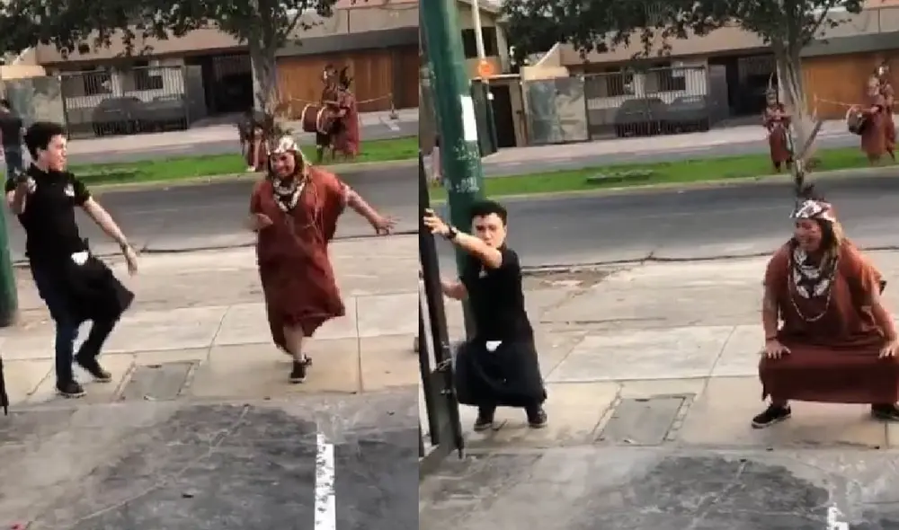 Los artistas disfrutaron de la compañía de un joven cuando hacían su show en las calles de Lima. Foto: captura de TikTok