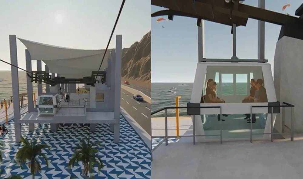 Así luciría el teleférico de Miraflores cuando la obra sea inaugurada. Foto: Municipalidad de Miraflores